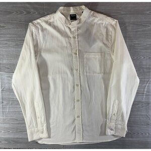Todd Snyder Band Collar  Shirt size L color white NWT made Portugal *stains